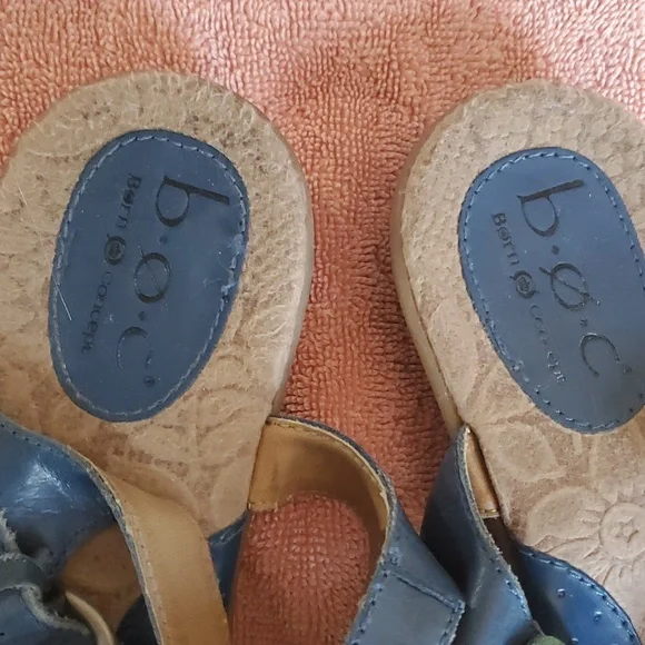 BOC Born Concept Karlyn C15204 Blue Leather Flower Sandal Buckle Women 9 / 40.5 - Picture 4 of 8
